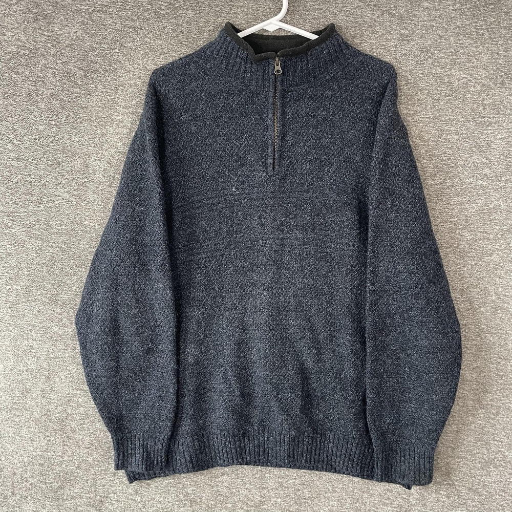Pendleton Sweater Mens XL Blue Washable Wool 1/4 Zip Mock Neck Knit Pullover